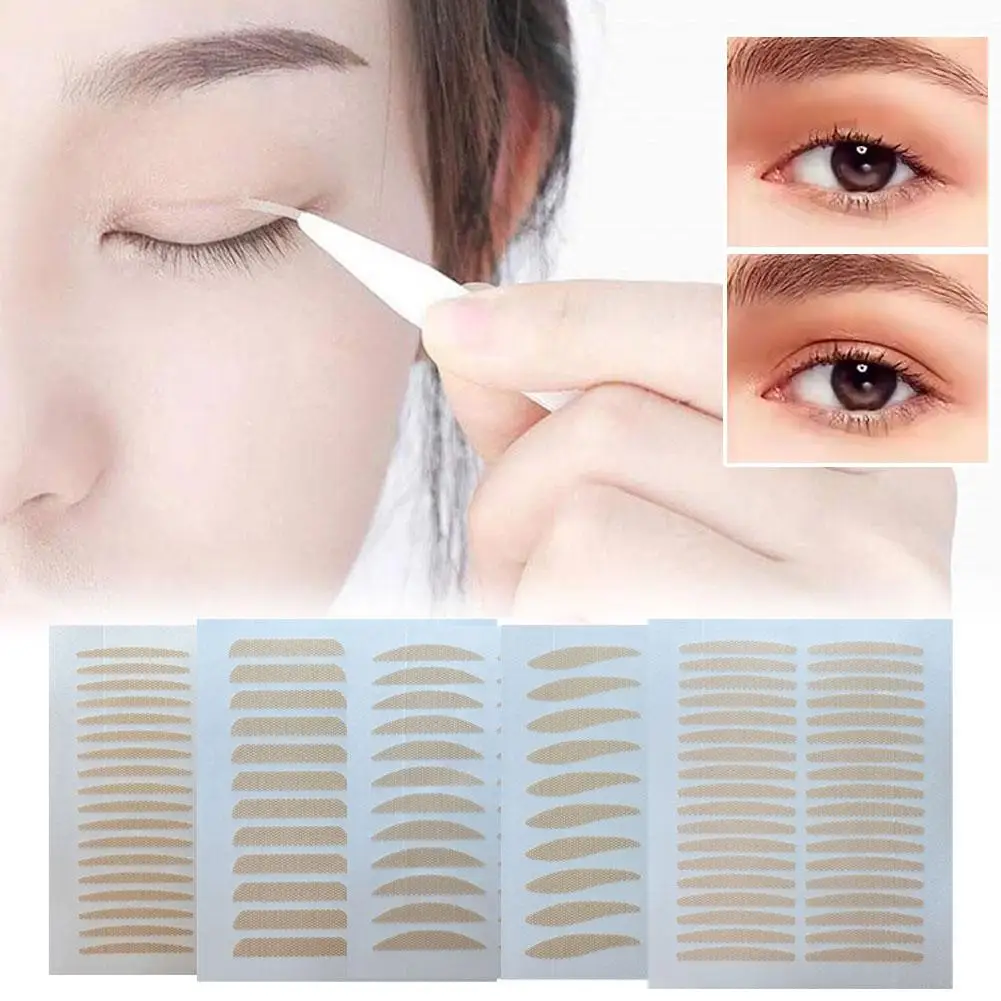 Double Fold เทปตาสติกเกอร์ลูกไม้ธรรมชาติ Clear Beige Stripe Self-กาว Natural Eye แต่งหน้า Make Up ด้วยเครื่องมือ