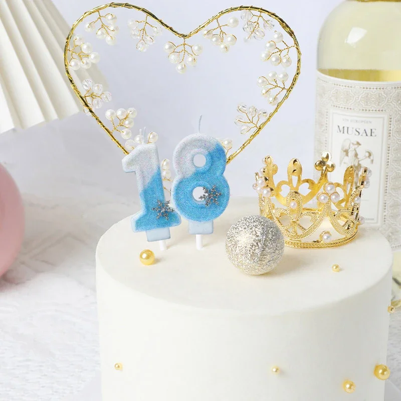 Frozen Snowflake Birthday Candles 0-9 Number Candle Glitter Cake Topper Decorations for Birthday Party Supplies velas cumpleaños view 4