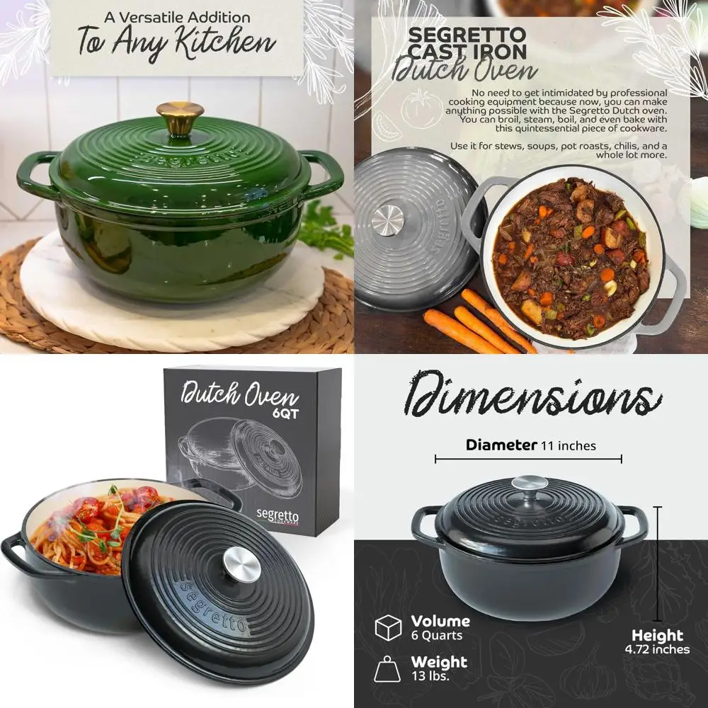 

Enameled Cast Iron Dutch Oven, 6 Quarts, Black