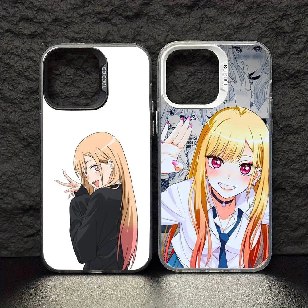 Meu vestido querido anime capa de telefone para iphone17,16,15,14,13,12,11 pro max blcak colorido banhado a prata dentro da capa de telefone