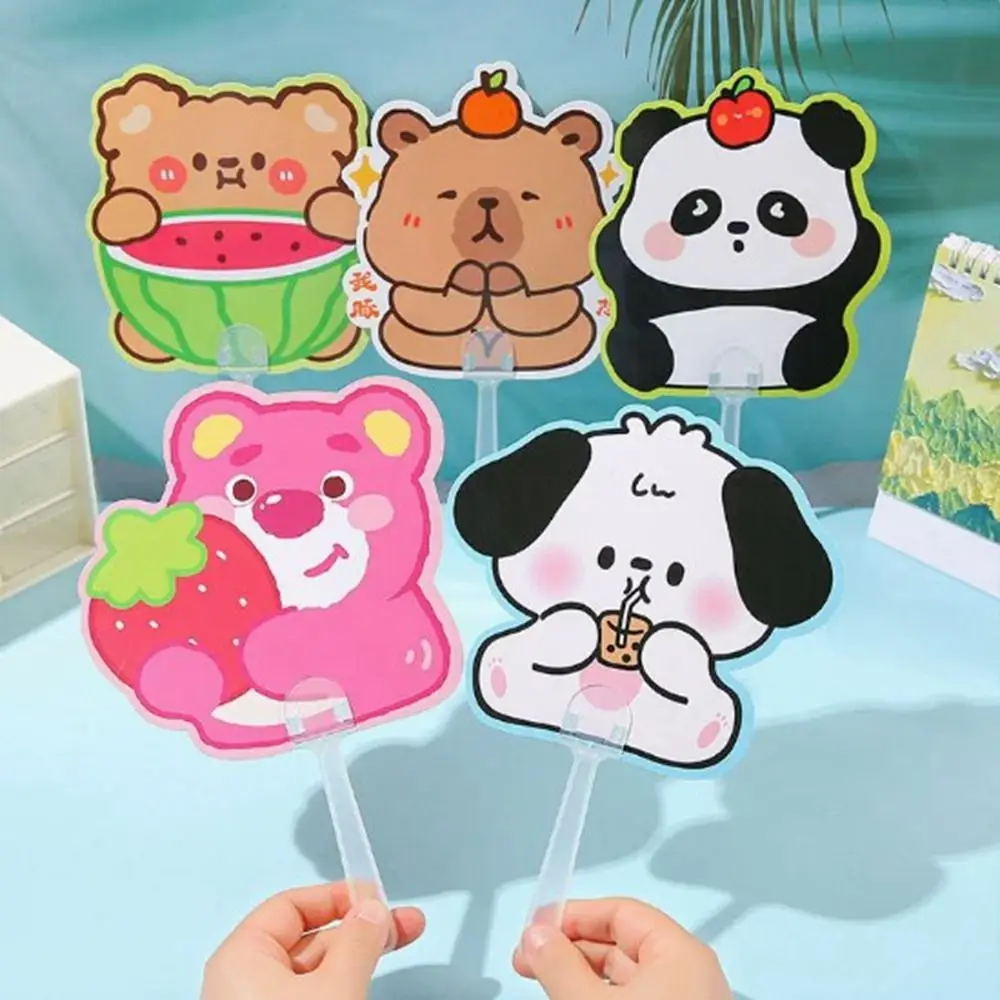 

5/50Pcs 5cm Animals Fan Transparent Blank/Cartoon Girlfriend Boyfriend Ideas Gift DIY Art Cooling Fan Cute Mini Hand Shake Fan
