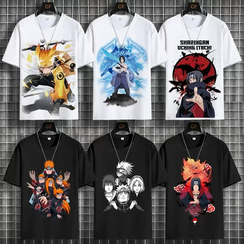 Naruto periférico de manga corta Naruto Uchiha Itachi camiseta periférica de Anime organizada para adolescentes verano de manga corta