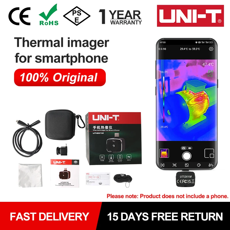 UNI-T Thermal Imaging Camera For Phone UTI261M Infrared Thermal Camera For Smartphone Manual Focus PCB Circuit Fault Testing