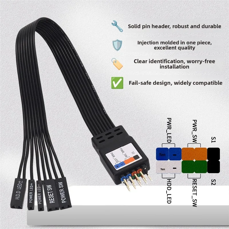 Desktop Motherboard 9Pin Header Extension Cable 20 30 50cm Flat Flexible for Front Panel USB Connectors