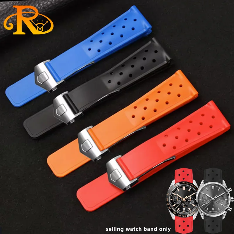 22mm Soft Rubber Silicone Watchband For TAG HEUER Strap MONACO CARRERA FORMULA 1 Watch Band Waterproof Bracelet Folding Buckle