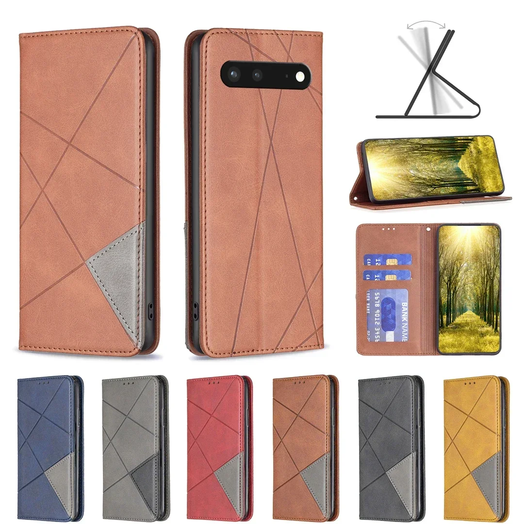 

24Lozenge Leather Case Wallet Anti-fall Flip Phone Case For GOOGLE PIXEL 8A 8 7A 7 6 PRO