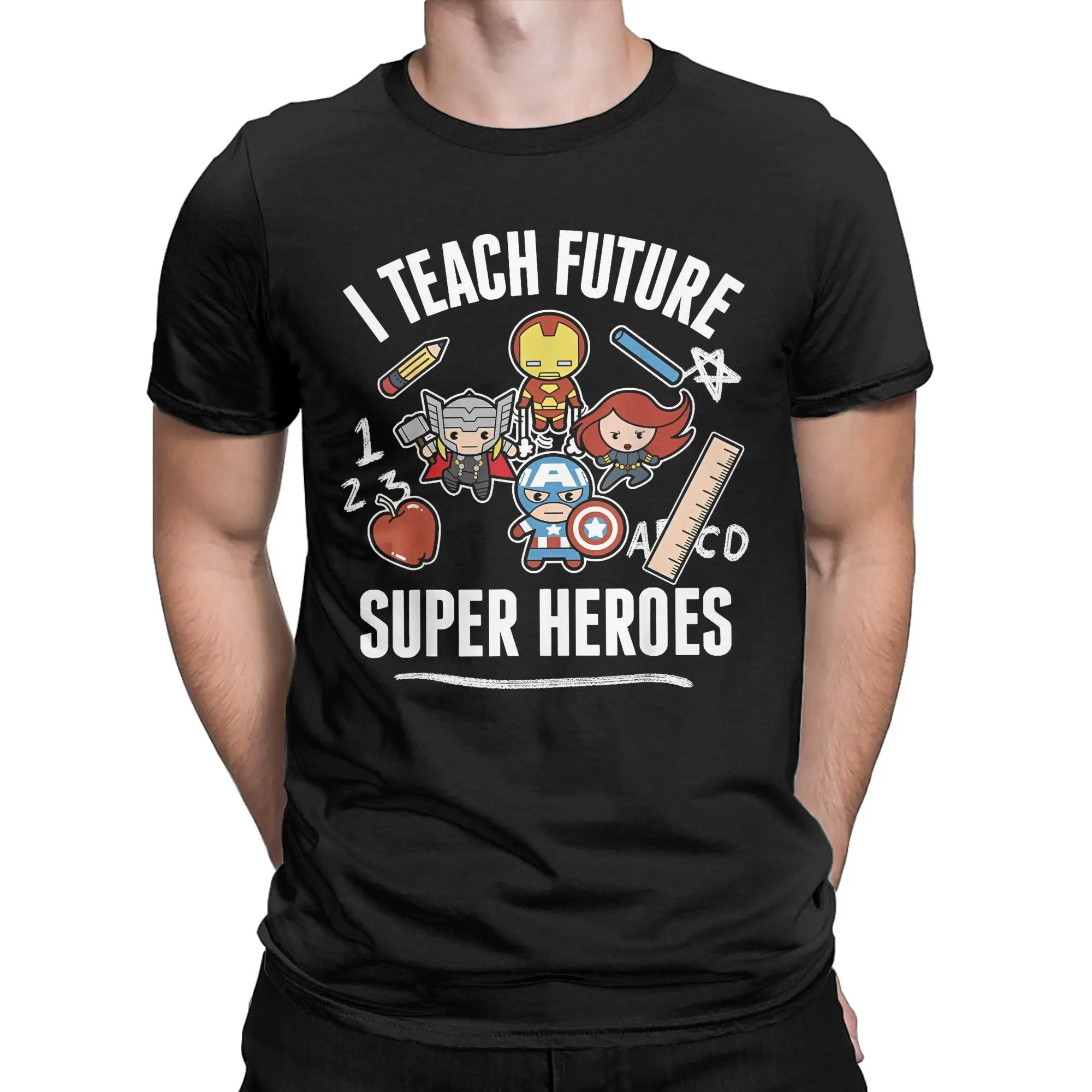 Avengers I Teach Super Heroes T-Shirt for Men Cute Funny Novelty Pure Cotton Tees Crew Neck Short Sleeve T Shirt 6XL merchandise