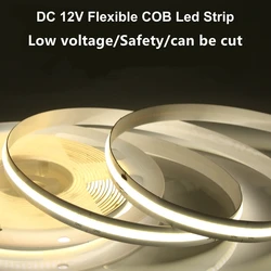 5M 12V COB LED Strip Lights 320LEDs/M Flexible Tape Warm White Nature White Cabinet Lamp for Kitchen Room Home Decoration