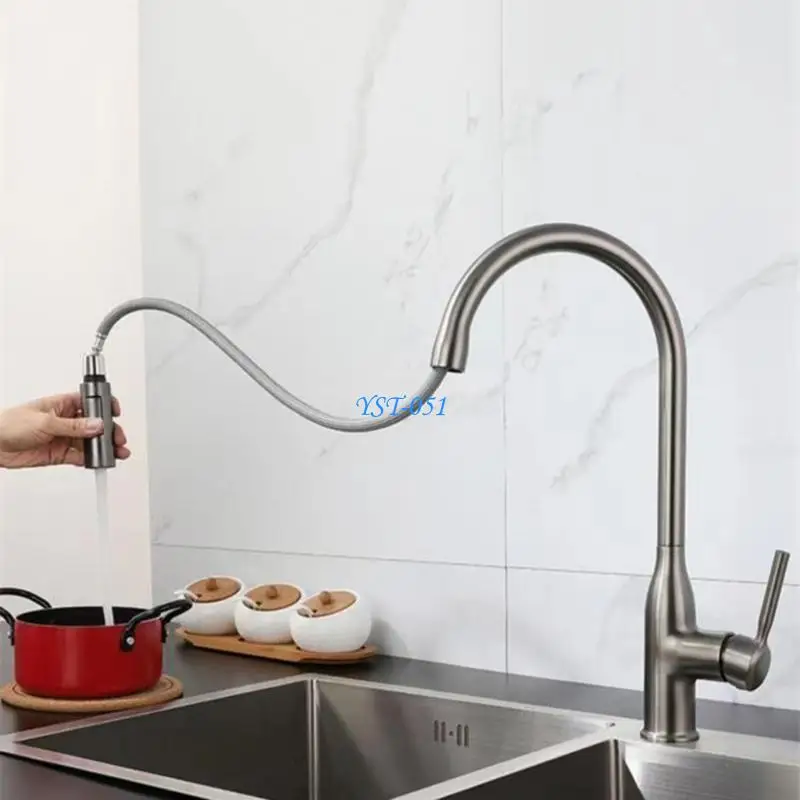 E15A حنفية خلاط المطبخ ذات الضغط العالي مع رشاشات سحب للأسفل، حنفيات بمقبض واحد #3