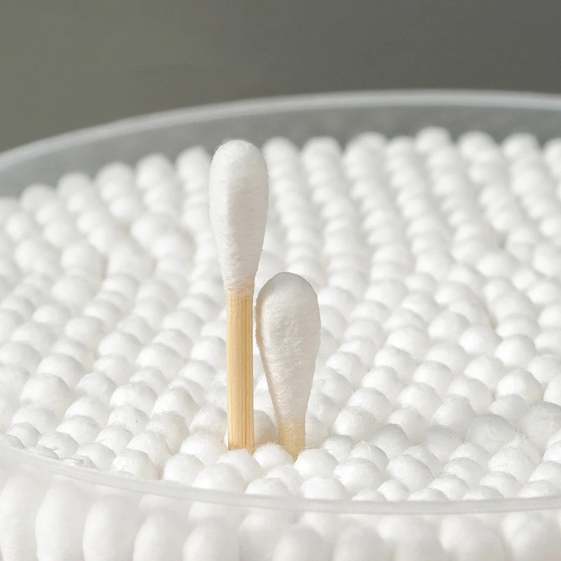 สำลีพันก้านสองหัวแบบใช้แล้วทิ้ง บรรจุกระป๋อง จำนวน 1500/500 ชิ้น สำหรับเช็ดลิปสติก ทำความสะอาดหู แต่งหน้า และอื่นๆ