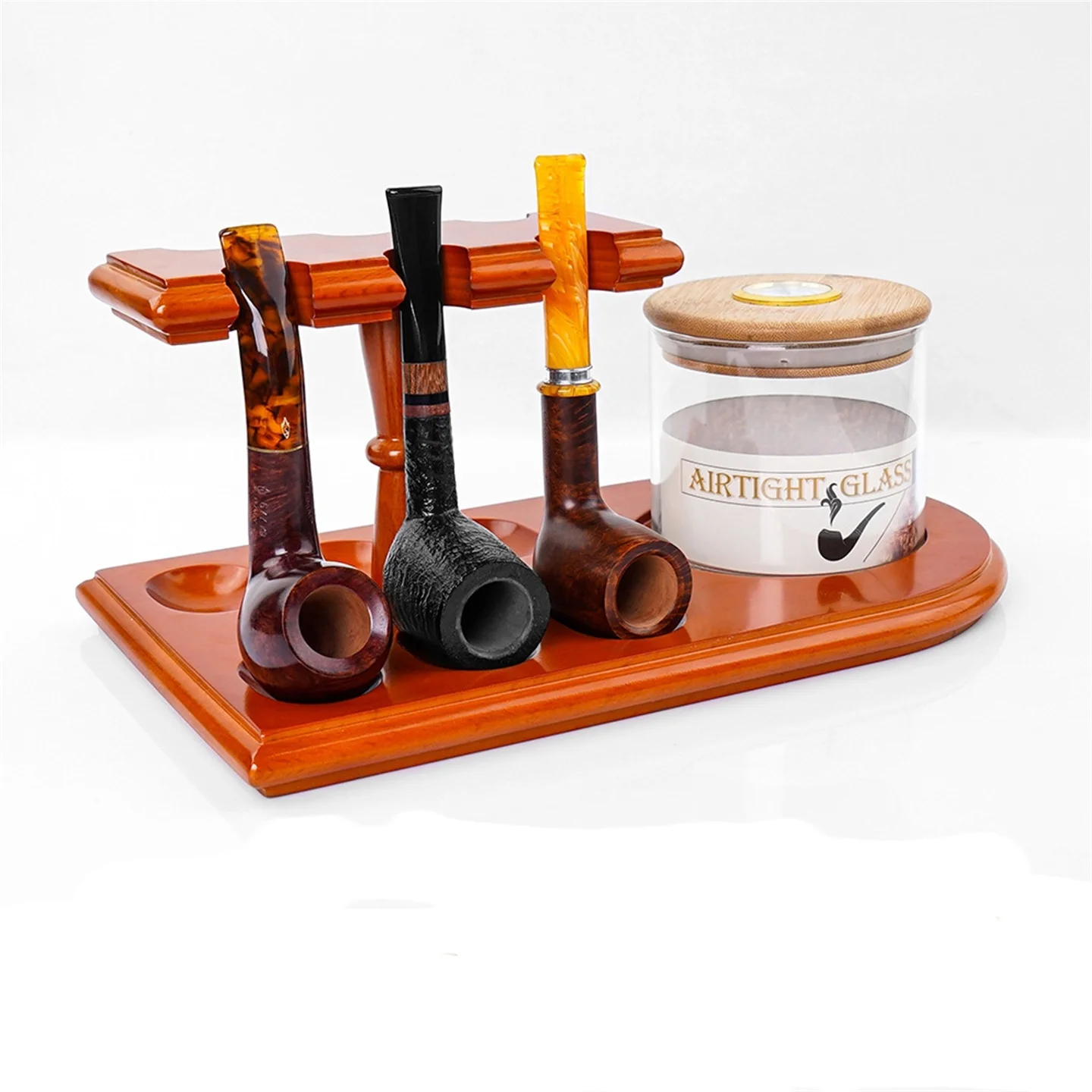 

Six-Position Solid Wood Pipe Rack Pipe Accessories Vertical 6-Position Pipe Display Rack Pipe Seat With Moisturizing Tank