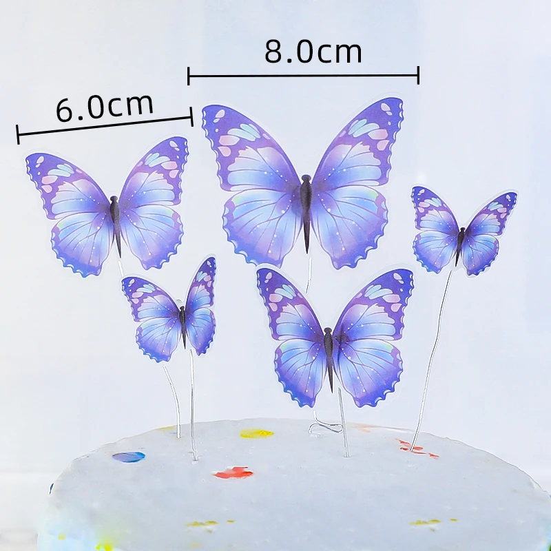 Happy Birthday Decorative Butterflies for Party Cake Decoration Princess Girl Wedding Cake Toppers Dessert Butterfly Decor 3d