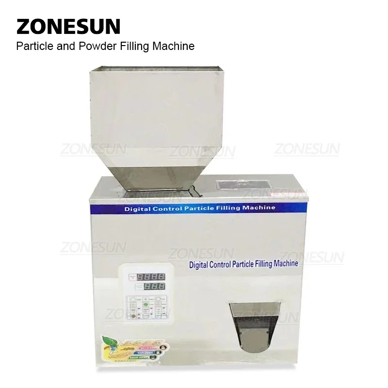 ZONESUN 5-500G Digital Powder & Granule Filling Machine | SUS304 Weighing Filler for Matcha, Rice, Tea, Coffee, Food Packaging