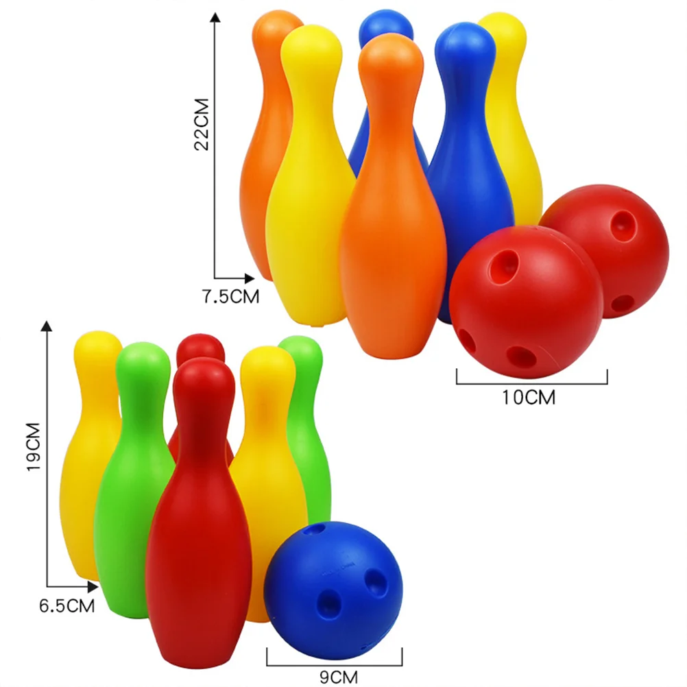 Children Plastic Bowling Toy Entertainment Bowling Funny Bowling Toy Set (Height 19cm, 1pcs Ball, 6pcs Bottles, 2