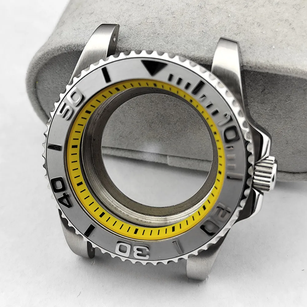 40,5mm Edelstahlgehäuse passend für NH35/NH36 Uhrwerk, Saphirglas, Ersatzteile, Zubehör, Silber, Schwarz, Roségold, Yacht-Uhrenbox – Detail 4