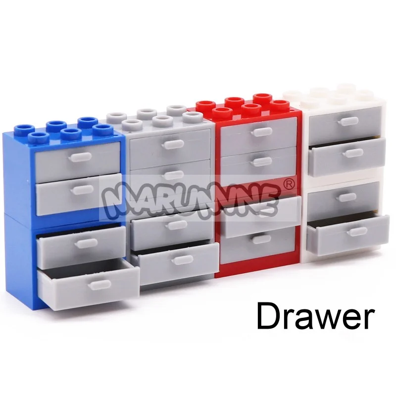 MARUMINE MOC City Street View Building Blocks Accessori 10PCS Cassetto dell'armadio Modello in mattoni Parti compatibili con 92410 4533 4536