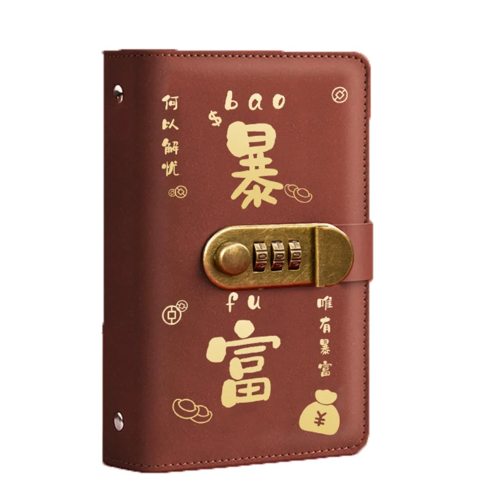 With Password Lock Saving Money Binder Handbook Wallet Storage Budget Binder with Lock PU Leather 50/100Sheets Account Book