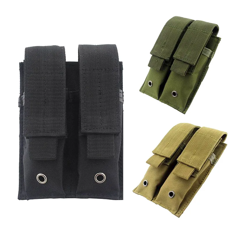 

Тактический подсумок для журналов с двойным пистолетом Molle 2, нейлоновый 9 мм, держатель для сумки для пистолета Molle Mag, поясной чехол, аксессуары для дробовика