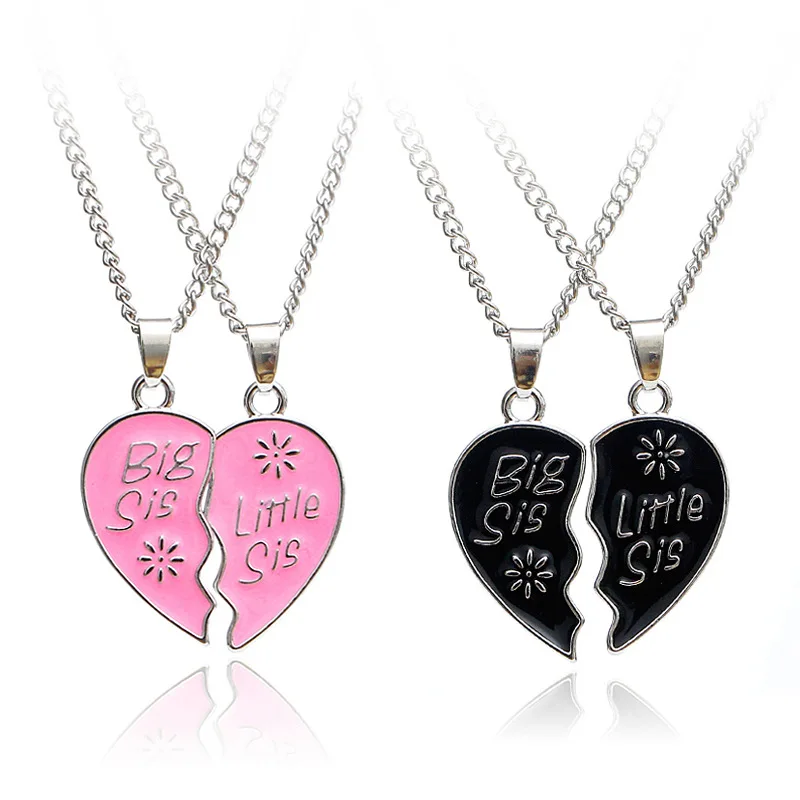 2 uds. Collar de Margarita grande para niñas, collares de corazón de amor a la moda para mujeres, colgante para hermanas, mejores amigos, regalos de cumpleaños