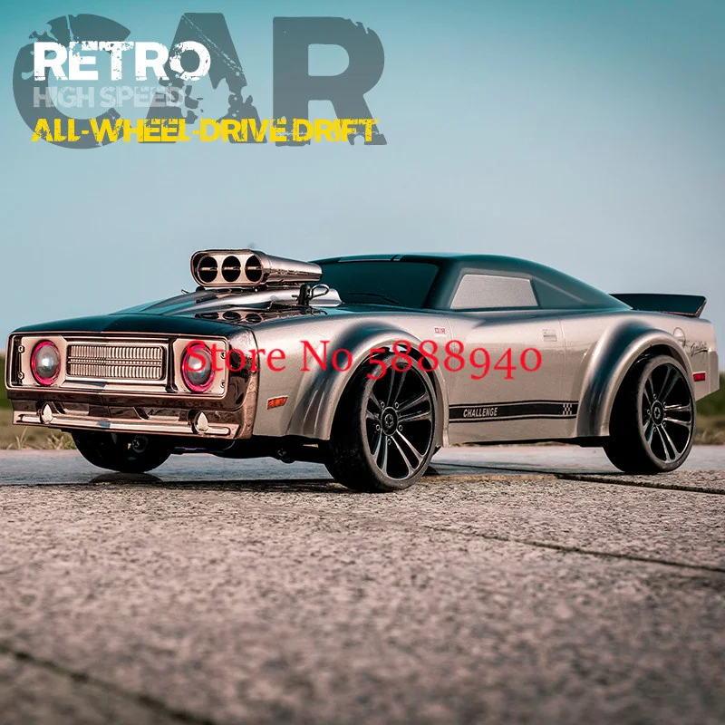 4WD 55KM/H Drift ad alta velocità Retro RC Auto da corsa 1:16 Corpo vintage Angel Eye Faro RC Racing Muscle Drift Car Giocattolo Regalo Capretto