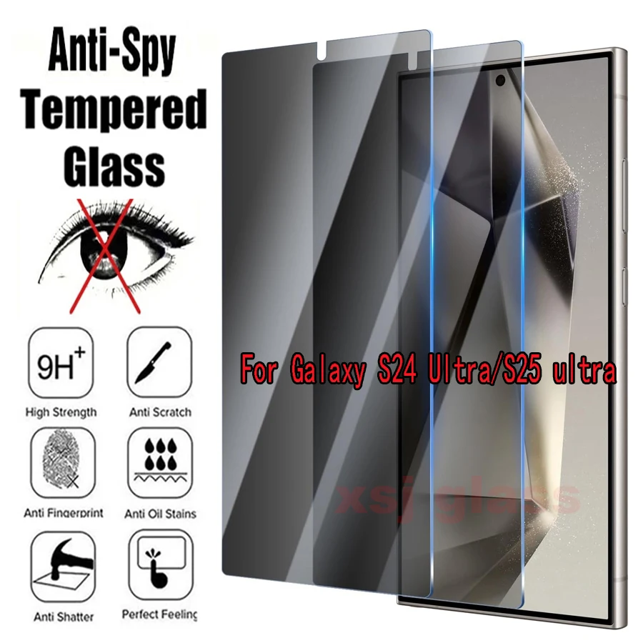 

2Pcs Anti Spy Fingerprint unlock Screen Protector For Samsung Galaxy S24 Ultra 5G /S25 Ultra 5G Privacy Tempered Glass