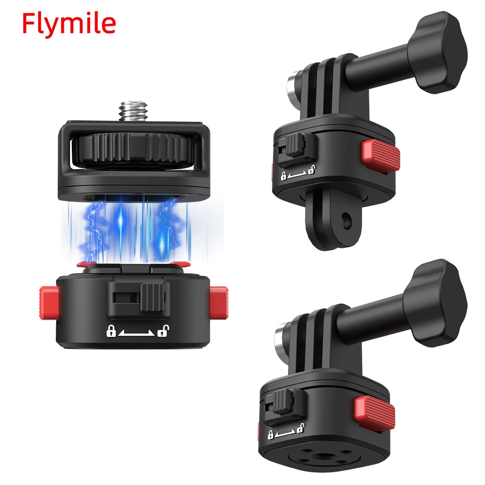 Flymile Magnetic Quick Release Adapter for GoPro 13 Camera 1/4'' Converter Tripod Base Mount for Insta360 X4/Action5 Accessories