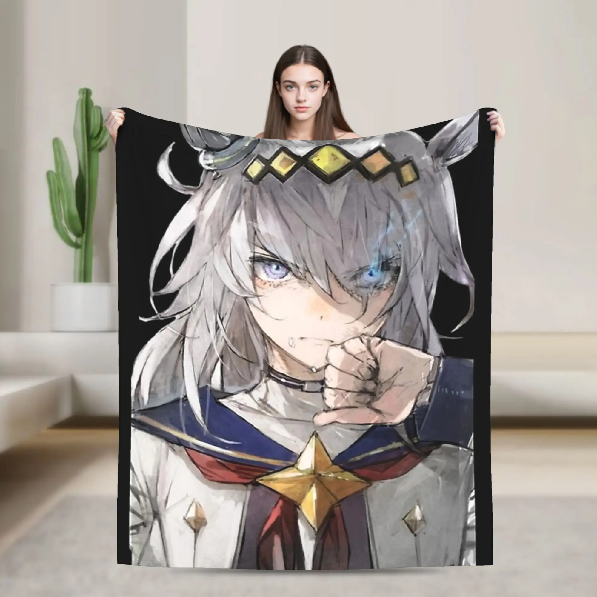 uma musume cinderella gray - Oguri Cap Blanket Cover   Flannel Throw Blanket Bedroom Sofa Printed Soft Warm Bedsprea