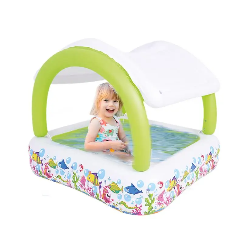 

Inflatable Swimming Pool Spacious Space Paddling & Swimming Pool Safe Kids Pool With Sunshade Design For Garden Or Terrace