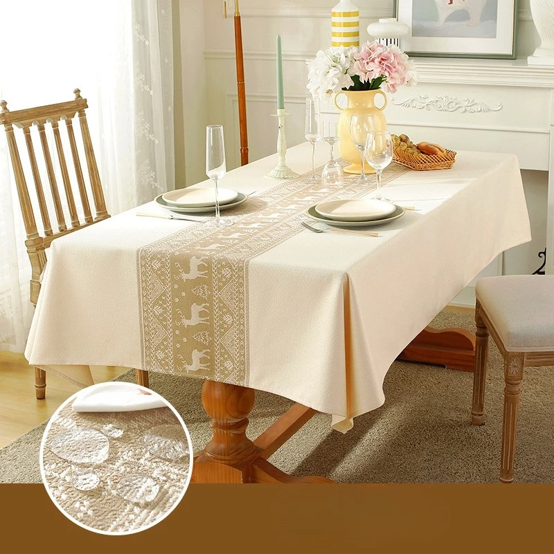 

Cotton Blend Waterproof Tablecloth Anti-oil Table Cover, Party Family Dinner Tablecloth for Kitchen Restaurant Wedding