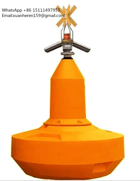 Durable PE Plastic Marine Navigational Warning Buoy with LED Light Radar Reflector Hinge-Top Mark