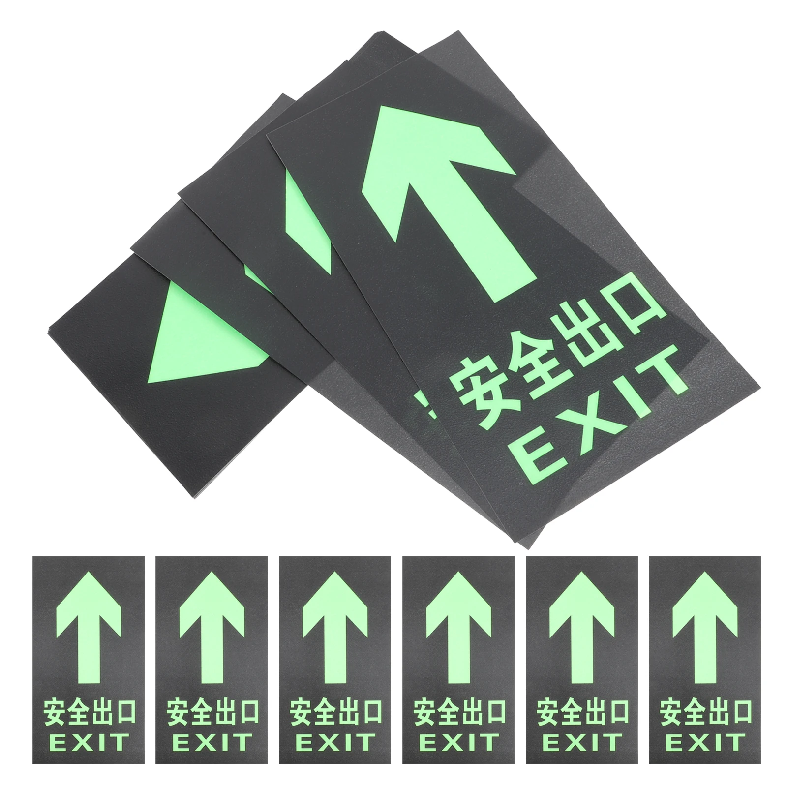 

10 Pcs Night Glow Safety Signs PVC Exit Stickers Mall Emergency Way Indicator Directional Warning Decals