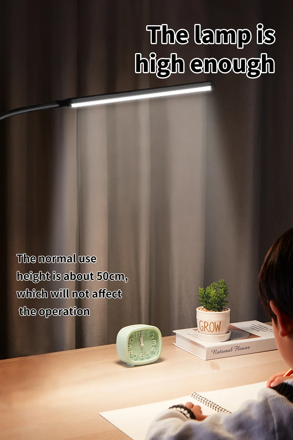 Настольная лампа, светодиодная лампа с поворотным кронштейном и питанием от USB, гибкий зажим на гибкой стойке, архитектурная лампа с регулируемой яркостью, 3 цветовых режима, настольная лампа