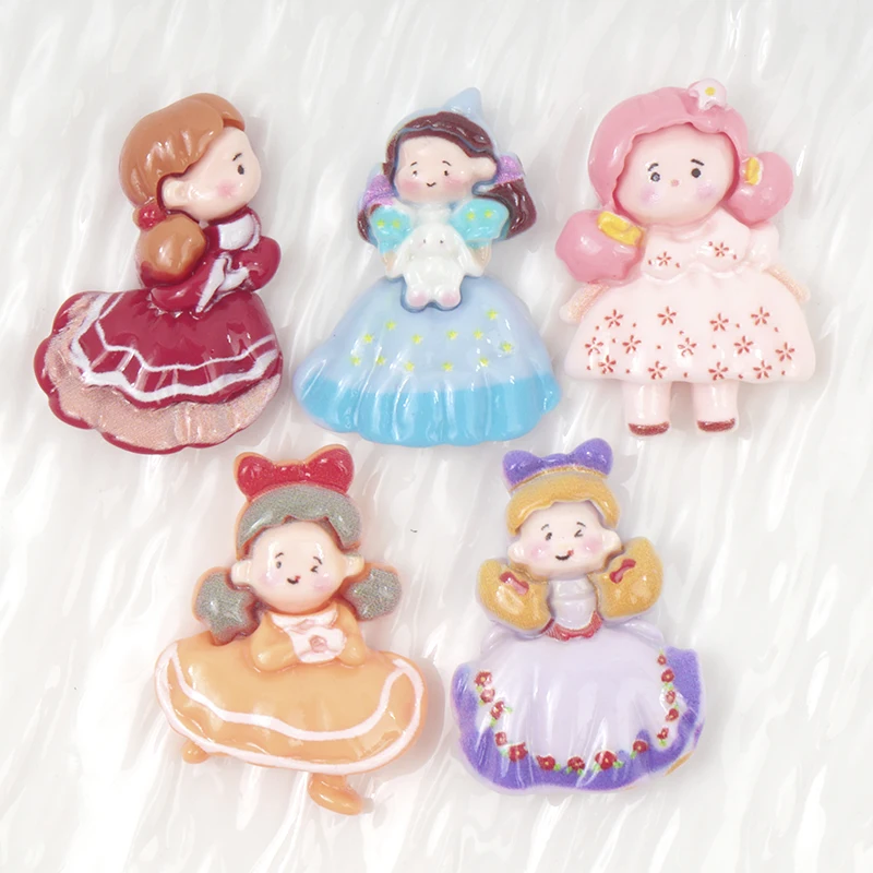 10/100pcs Kawaii Cartoon Girl Children Resin Play Flatback Cabochon for Hair Bow Center Scrapbook DIY Decoration Accessories