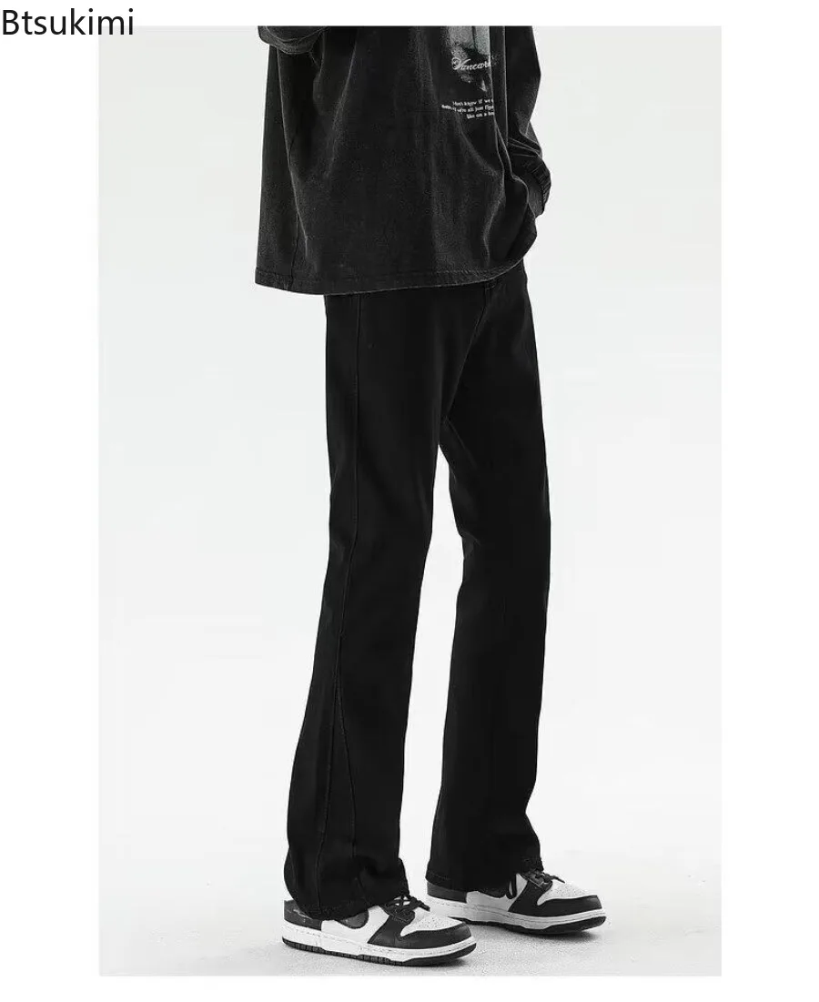 New Men's Jeans American Style High Street Straight Leg Casual Pants Man Stylish Micro Flared Pants Spring Autumn Retro Trousers