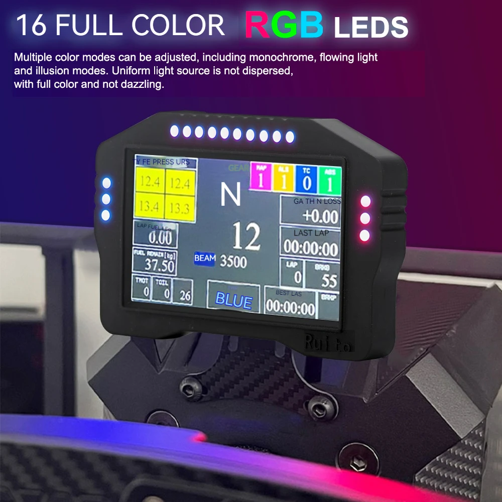 محاكاة القيادة للوحة القيادة Sim Racing، شاشة 5 بوصة لجهاز simhub Racing Car Dashboard، عجلة القيادة للكمبيوتر الشخصي