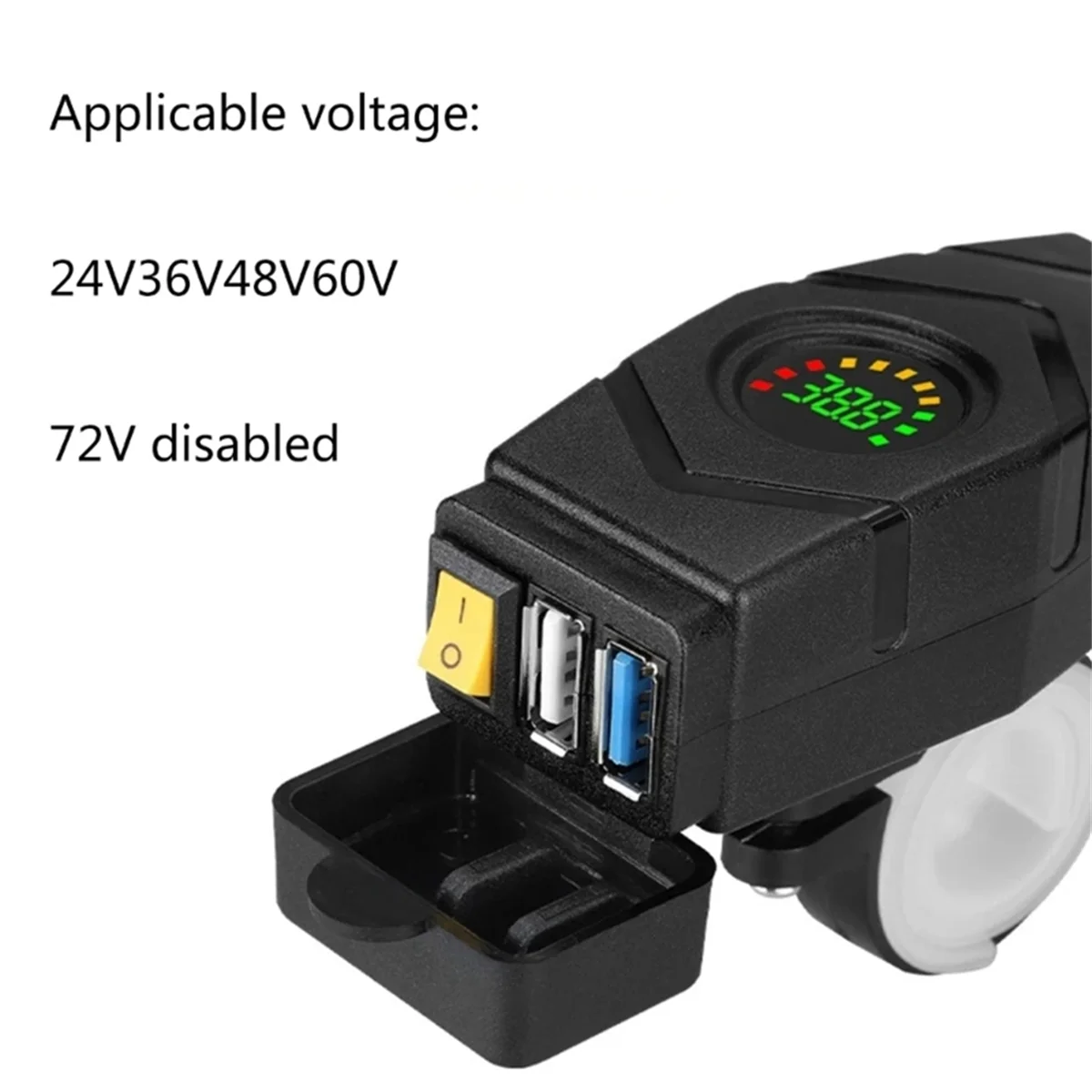 C1FB 20-80 فولت E-الدراجة المقود شاحن USB 24 فولت 36 فولت 48 فولت 60 فولت QC3.0 محول شاحن سريع (الضوء الأحمر)