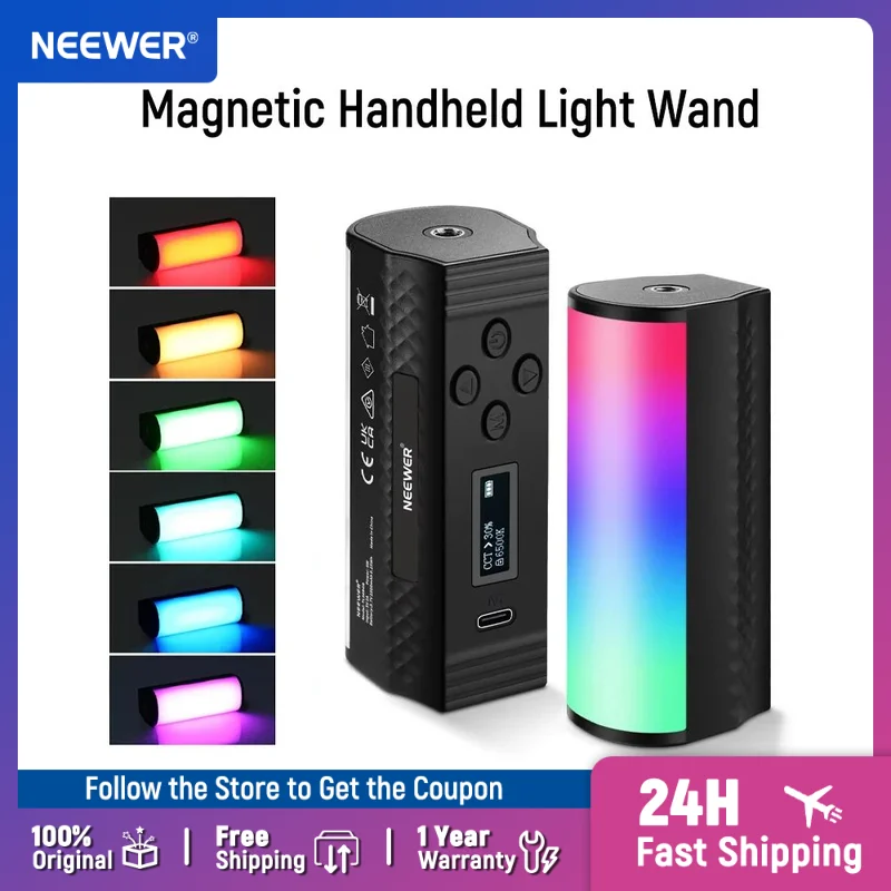

New NEEWER BASICS Magnetic Handheld Light Wand 360° Full RGB Mini LED Video Light Stick 2500-8500K Dimmable Camera Tube Light