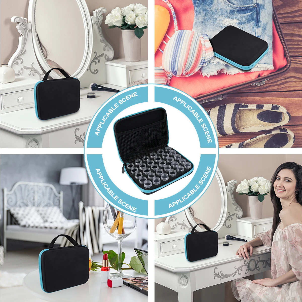 

1 set 1 Set 30 Grids Storage Bag With Zipper Portable Nail Art Embellishments Accessories Storage Box Lightweight High Density