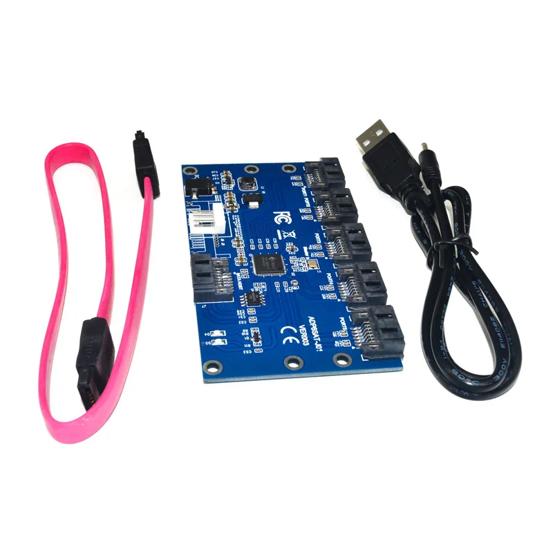 1 To 5 Port SATA PCI-E Adapter SATA Card 6 Ports SATA 3.0 6Gbps Motherboard Expansion Card PCIE SATA Controller Multiplier Riser