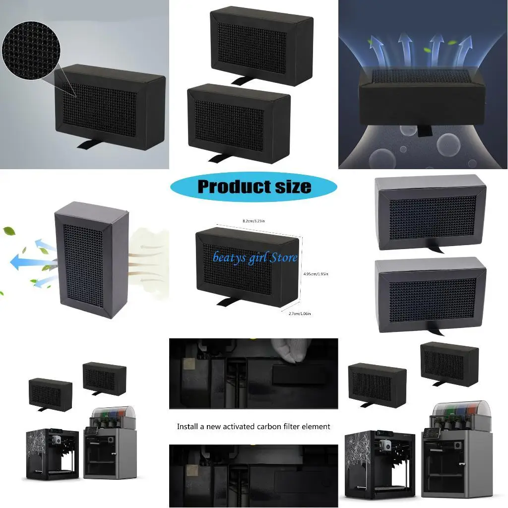 

C7AB 2Pcs Activate Carbon Filter Air Filter Replacement 3D Printer Parts Improving Air Quality For X1C/P1P/P1S/X1E