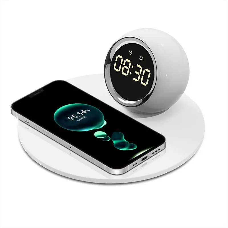 15W wireless fast charging for iphone clock alarm clock mobile phone wireless charging nightlight business gifts.