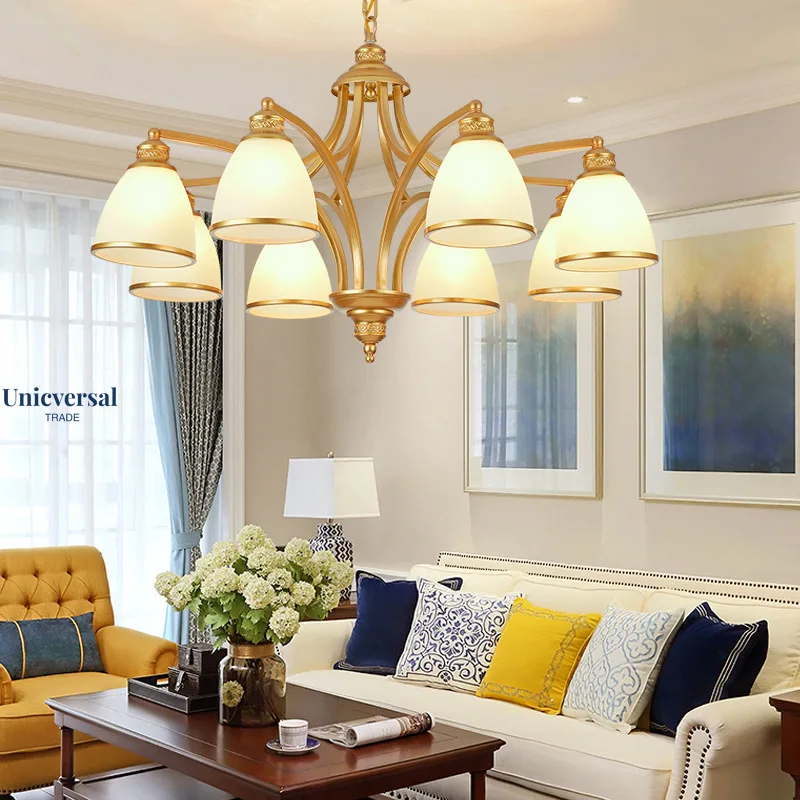 

American style wrought iron chandelier, simple living room, restaurant lighting, creative personality, and grand home chandelier