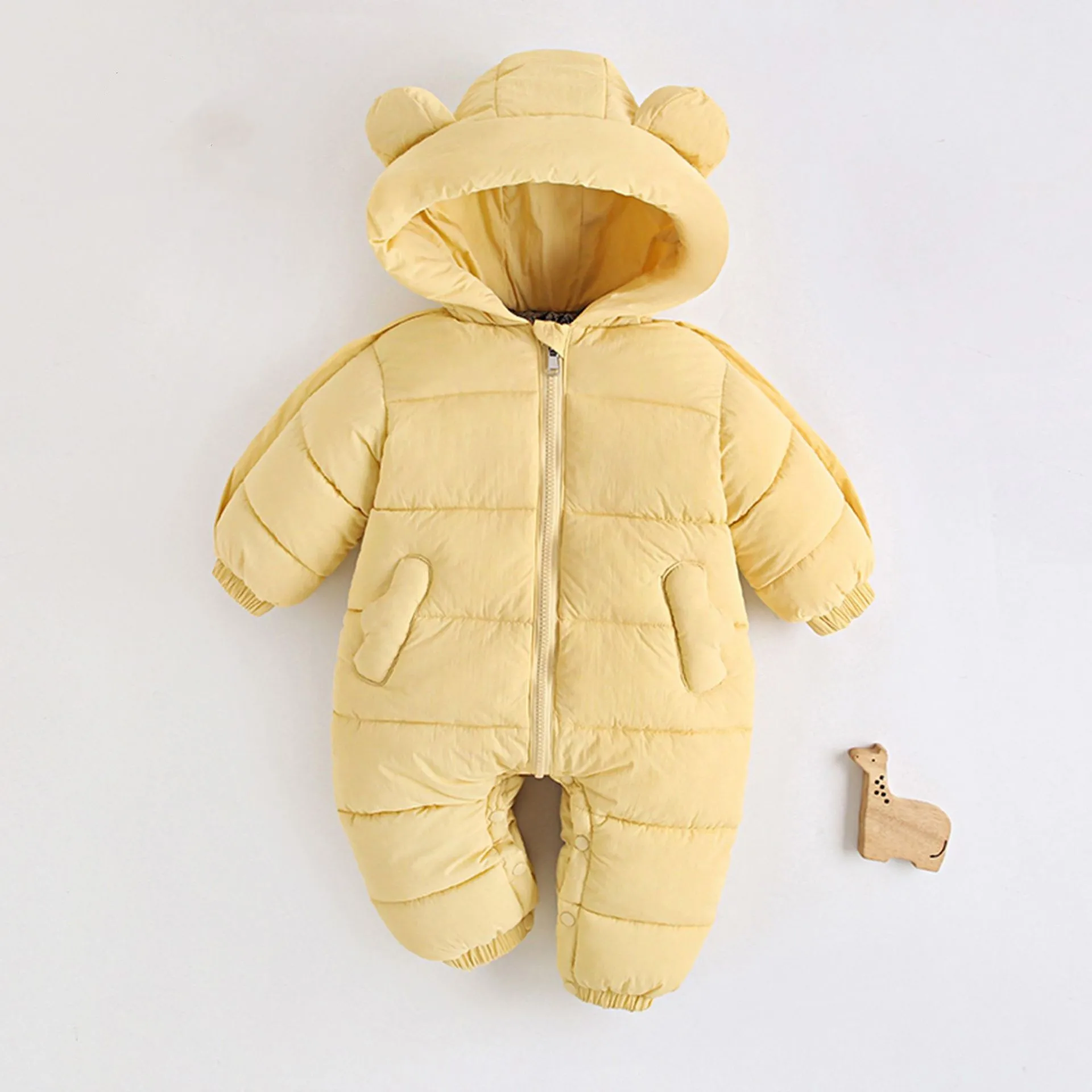 

Baby jumpsuit with thick and loose winter climbing clothes, cute cotton clothes for baby girls, cute solid color hooded clothes