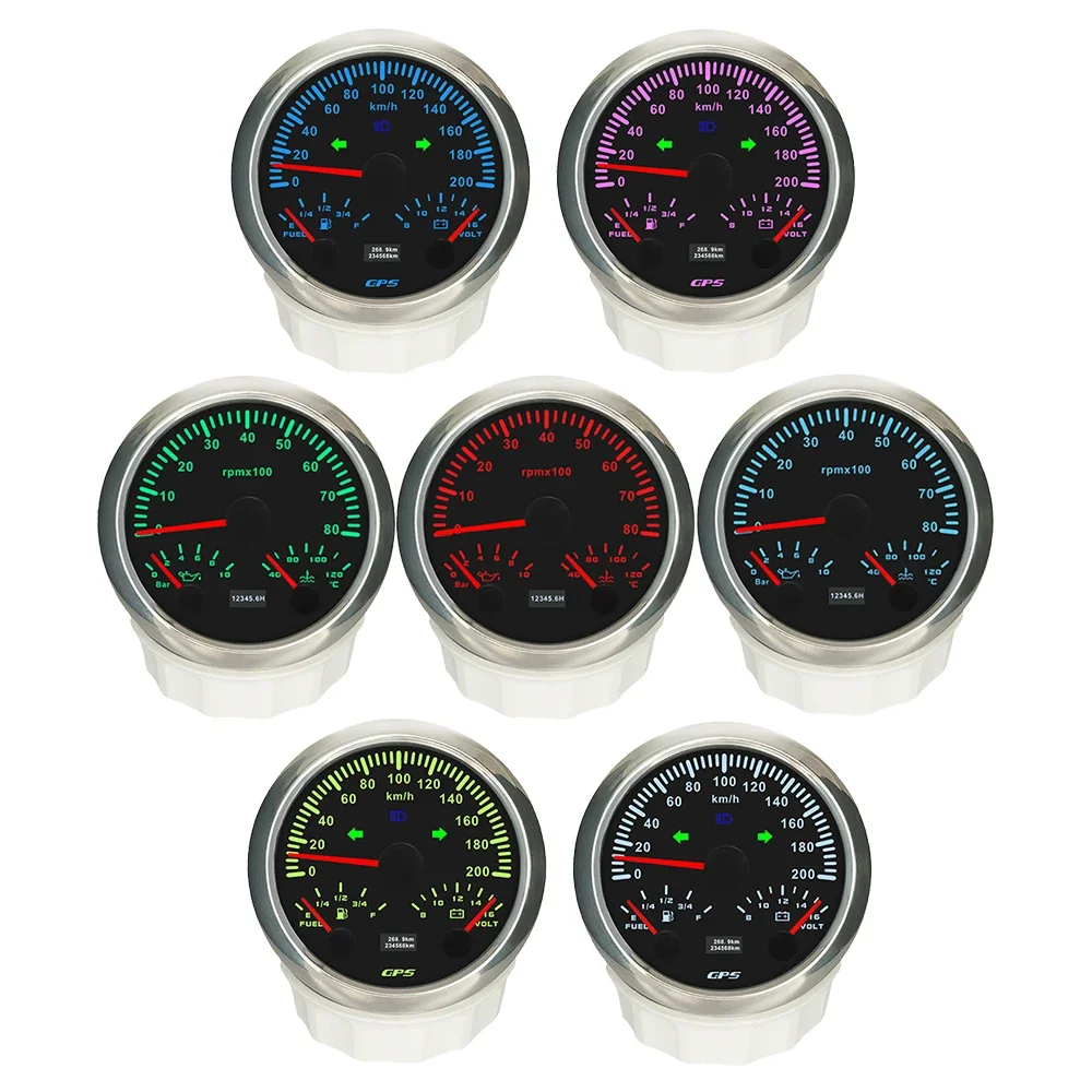 

ELING 85mm 3 in 1 Multifunctional 0-200km/h GPS Speedometer+8KRPM Tachometer with Oil Pressure Water Temp Fuel Level Voltmeter