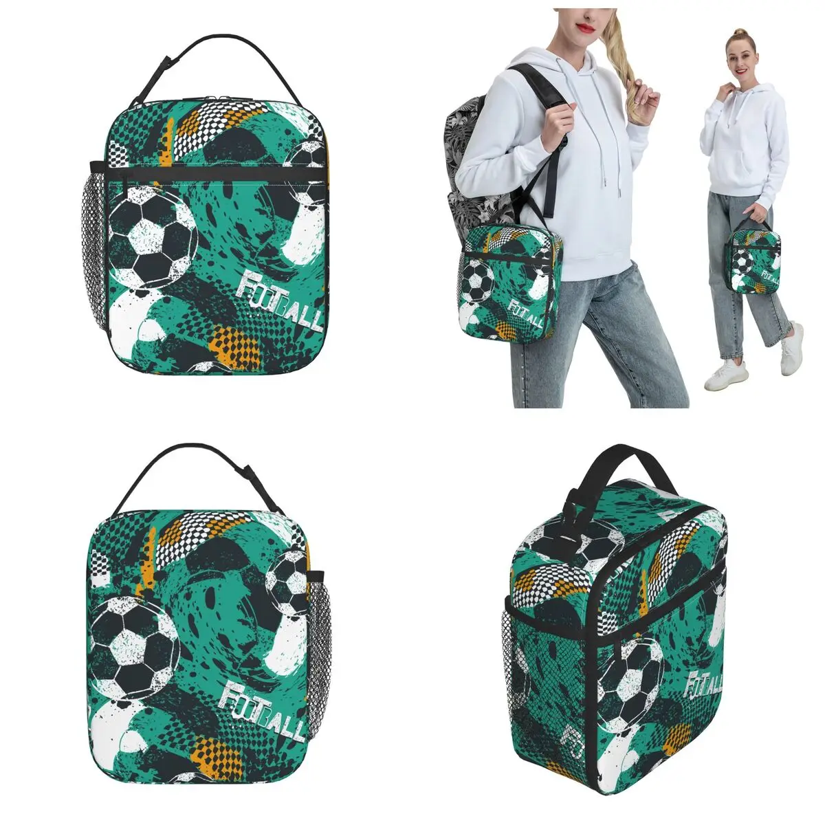 Cartoon Soccer Ball Football Thermal Insulated Lunch Bags for School Portable Food Container Bags Thermal Cooler Lunch Box