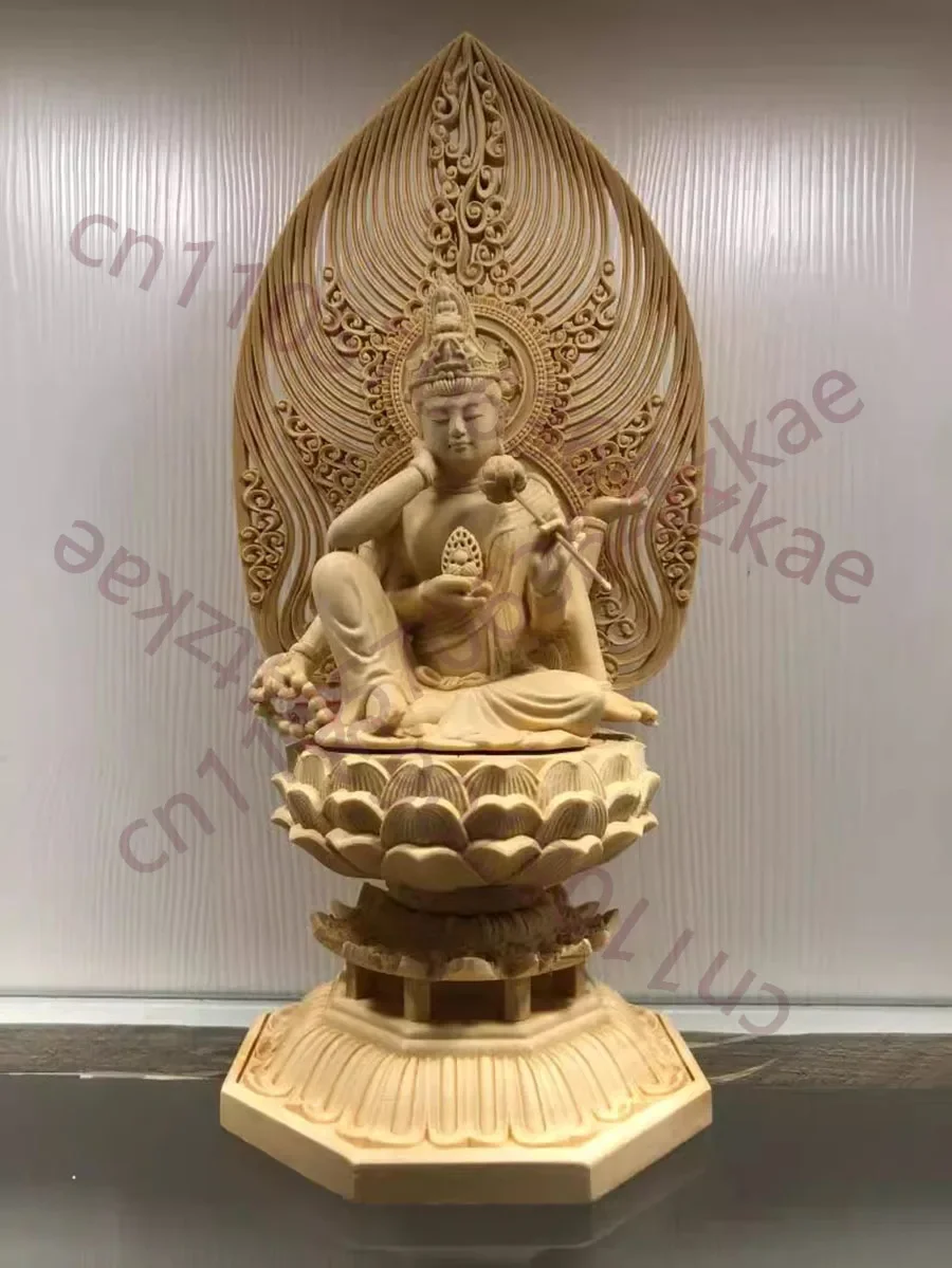 Solid Wood Carving Ruyi Six-armed Guanyin Bodhisattva Statue,Wooden Hand-carved Buddha Statue, Chinese Home Feng Shui Statue,