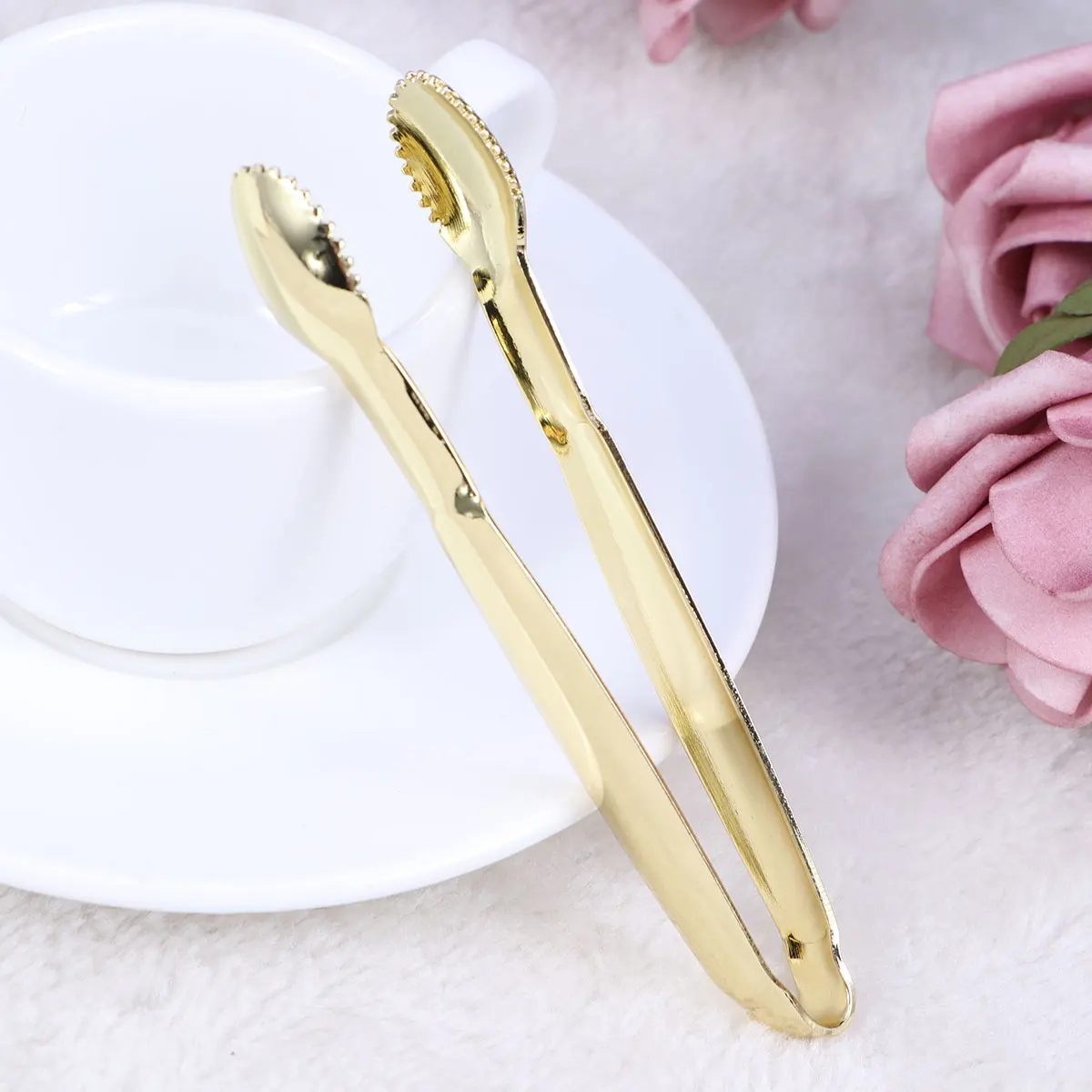 

4 Pcs Stainless Steel Mini Tongs Heat Resistant Sugar Cube Clip for Party Buffet Family Camping Gold Plated Tea Coffee Tools