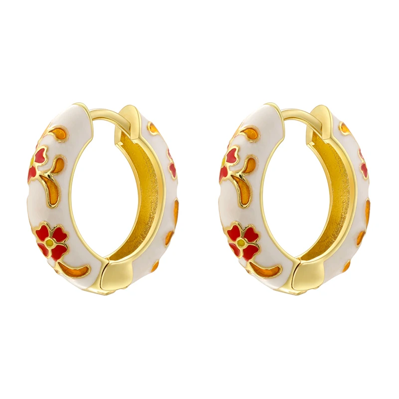 ZHUKOU Enamel Dripping Oil Ethnic Style Feature Colorful Earrings Ladies Fashion Trend Ear Jewelry 1 Pair:VE1529