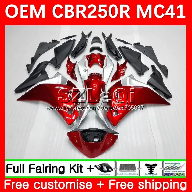 Metallic Red Injection Body For HONDA CBR250R CBR250 CBR 250R 250 R 11 12 13 14 15 28No.0 MC41 2011 2012 2013 2014 2015 Fairing