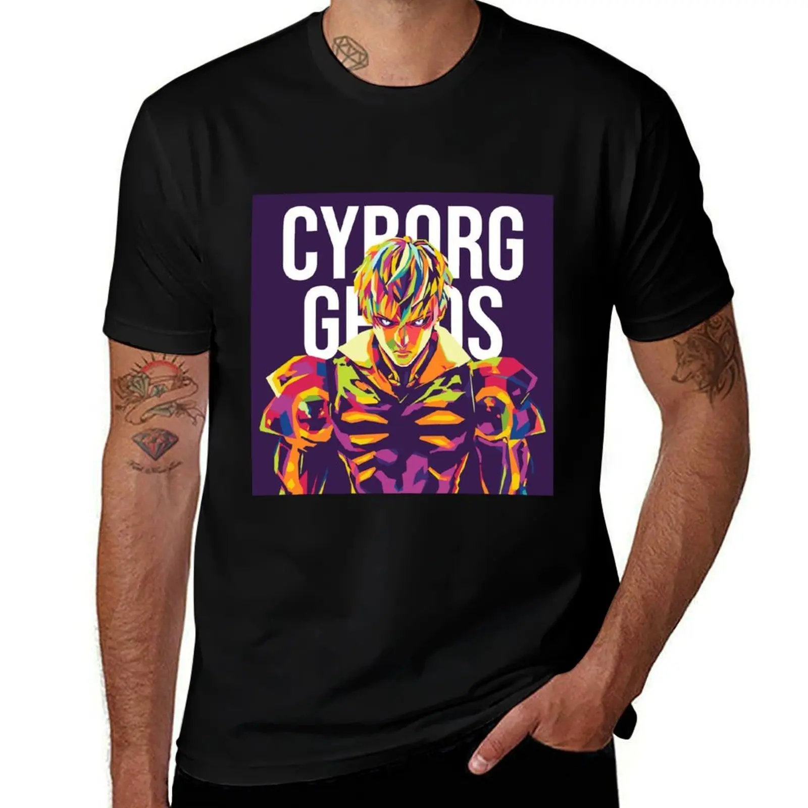 

cyborg genos one punch wpap T-Shirt man t shirt summer essential t shirt T-Shirt